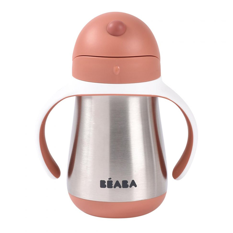 Θερμός Μπουκάλι Ανοξείδωτο Beaba με λαβές Terracotta 250ml