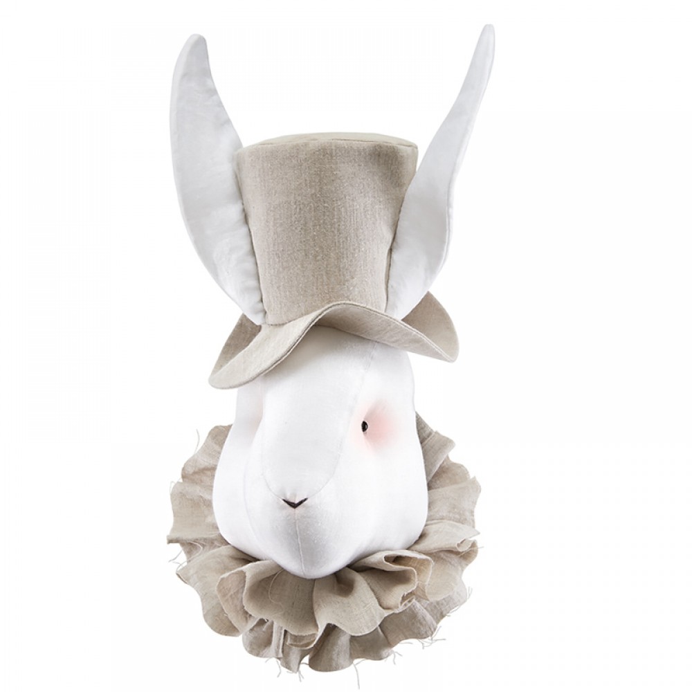 Χειροποίητο Kρεμαστό Tοίχου Love me Decoration Rabbit Linen with Beige Hat