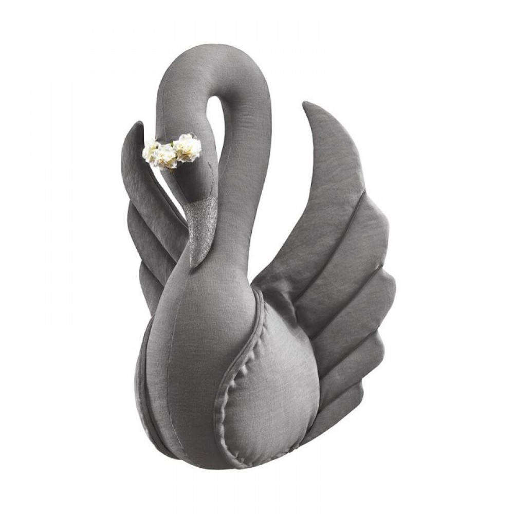 Χειροποίητο Kρεμαστό Tοίχου Love me Decoration Graphite Linen Swan