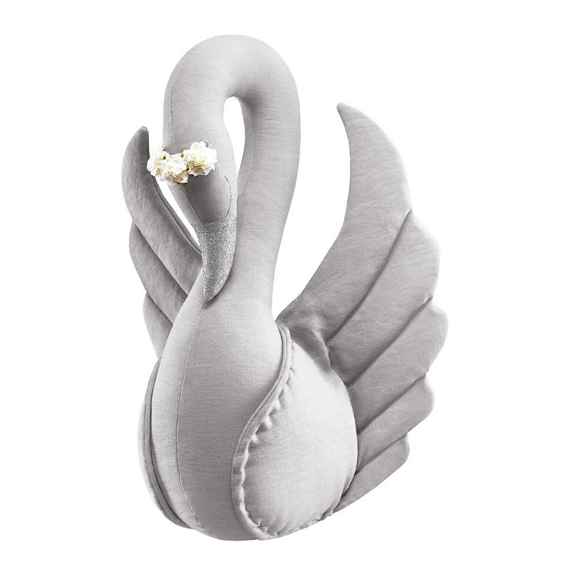 Χειροποίητο Kρεμαστό Tοίχου Love me Decoration Grey Linen Swan