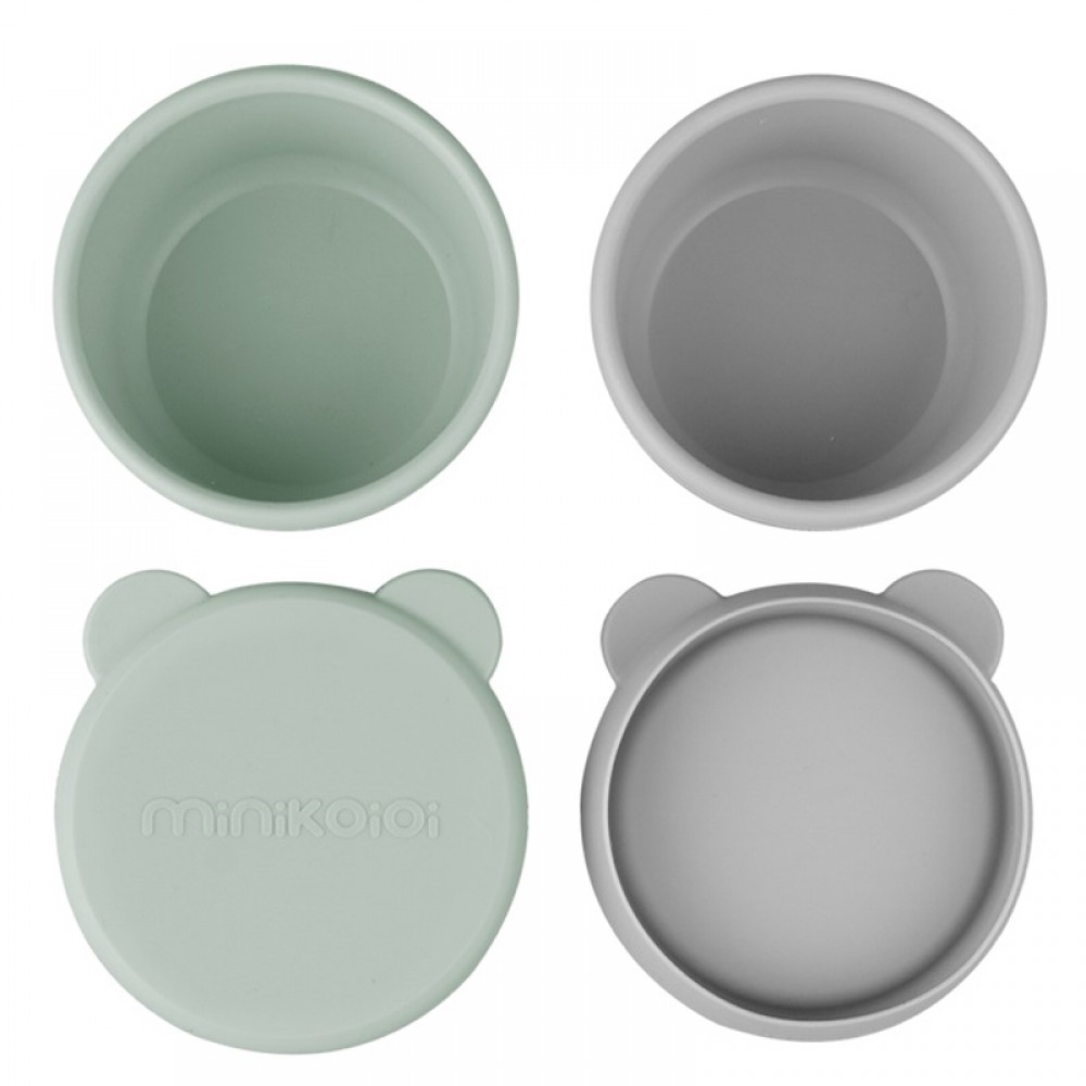 Μπωλ Σιλικόνης Με Καπάκι MinikOiOi Mini Bites Green/Grey (2τεμ.)