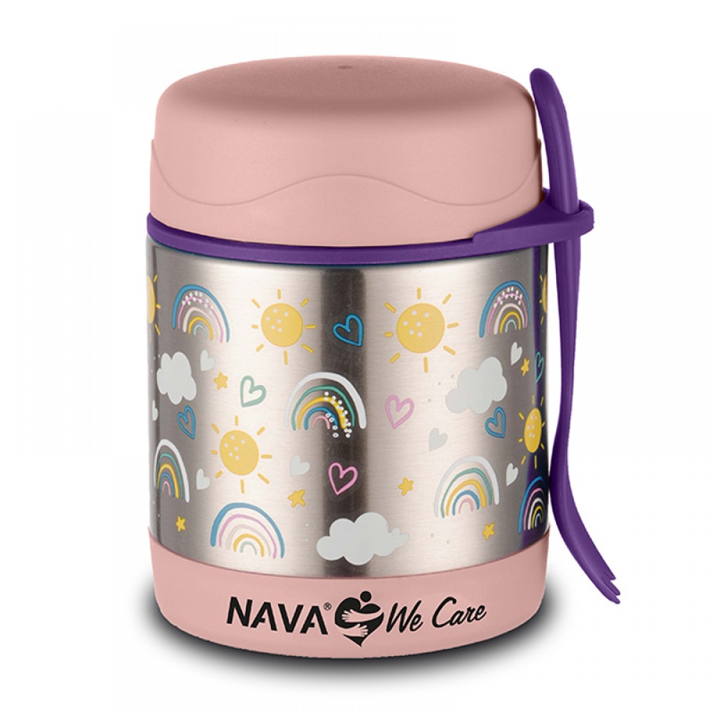 Ανοξείδωτο Δοχείο Φαγητού Nava We Care Pink 350ml