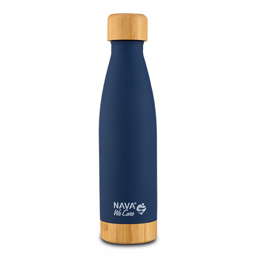 Θερμός Μπουκάλι Ανοξείδωτο Bamboo Nava We Care Dark Blue 500ml