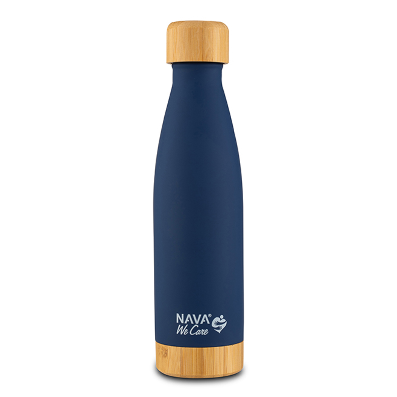 Θερμός Μπουκάλι Ανοξείδωτο Bamboo Nava We Care Dark Blue 500ml