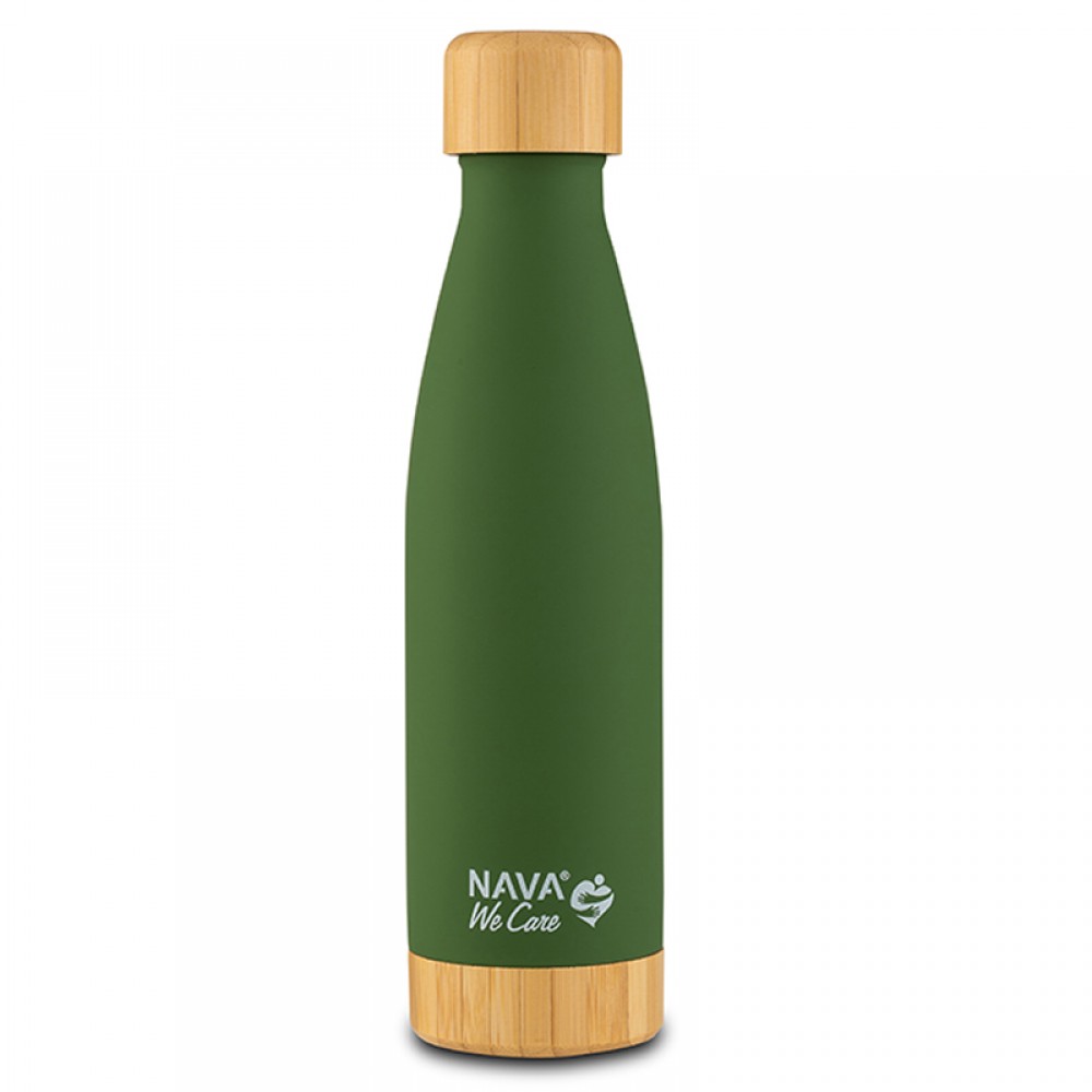 Θερμός Μπουκάλι Ανοξείδωτο Bamboo Nava We Care Dark Green 500ml