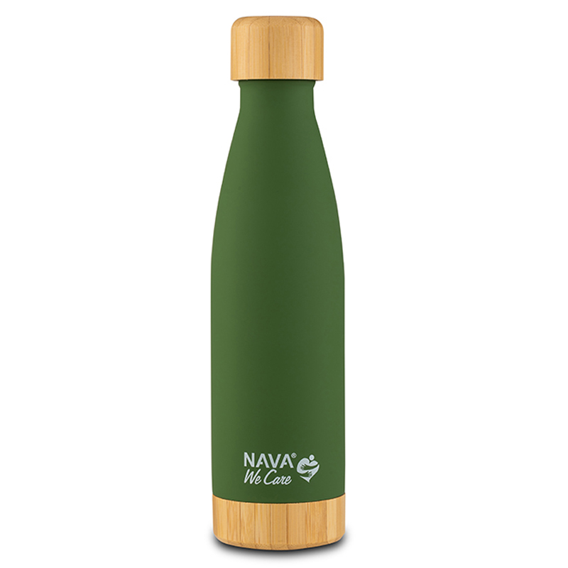 Θερμός Μπουκάλι Ανοξείδωτο Bamboo Nava We Care Dark Green 500ml