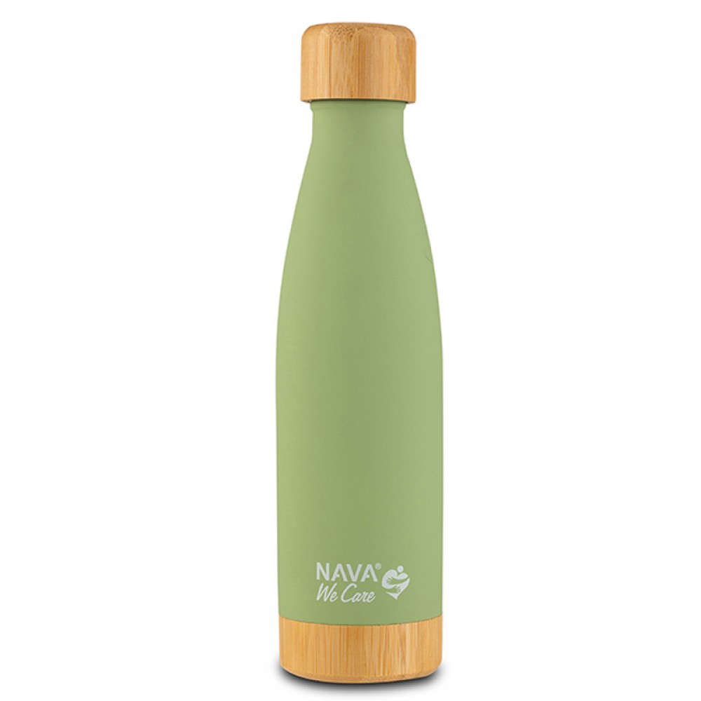 Θερμός Μπουκάλι Ανοξείδωτο Bamboo Nava We Care Light Green 500ml