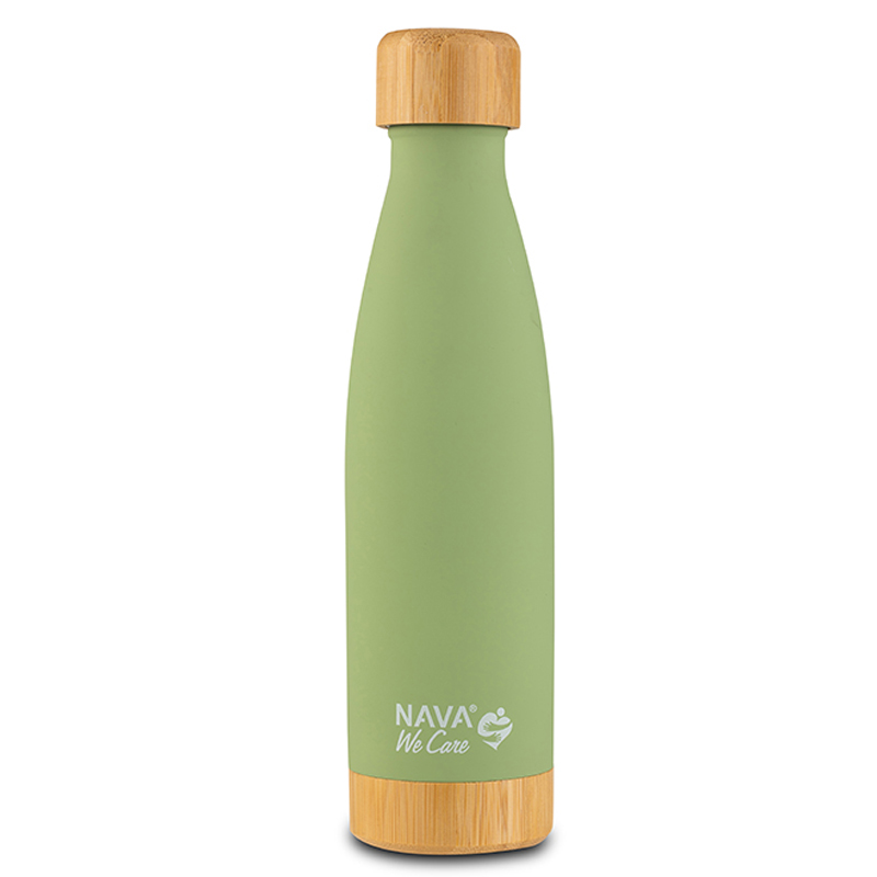 Θερμός Μπουκάλι Ανοξείδωτο Bamboo Nava We Care Light Green 500ml