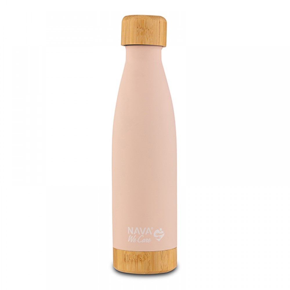 Θερμός Μπουκάλι Ανοξείδωτο Bamboo Nava We Care Pink 500ml