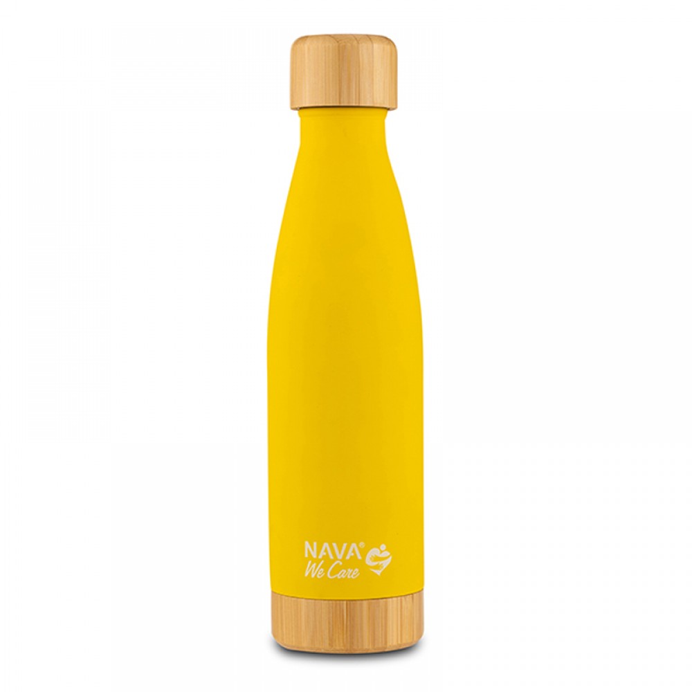 Θερμός Μπουκάλι Ανοξείδωτο Bamboo Nava We Care Yellow 500ml