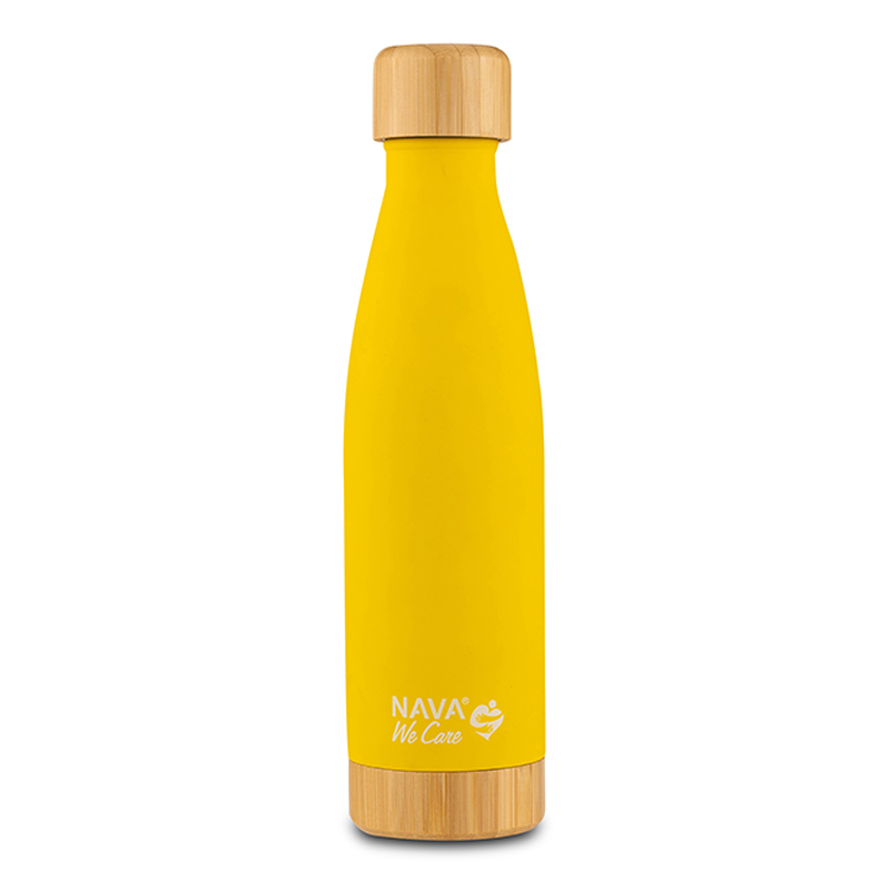 Θερμός Μπουκάλι Ανοξείδωτο Bamboo Nava We Care Yellow 500ml