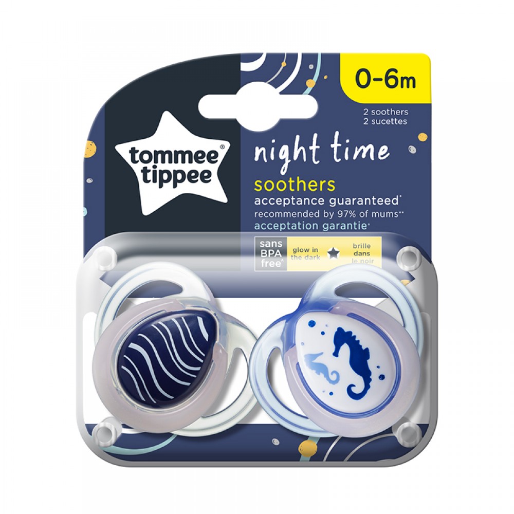 Πιπίλα Σιλικόνης Νυκτός Tommee Tippee Night Girl 0-6m (2τεμ.)