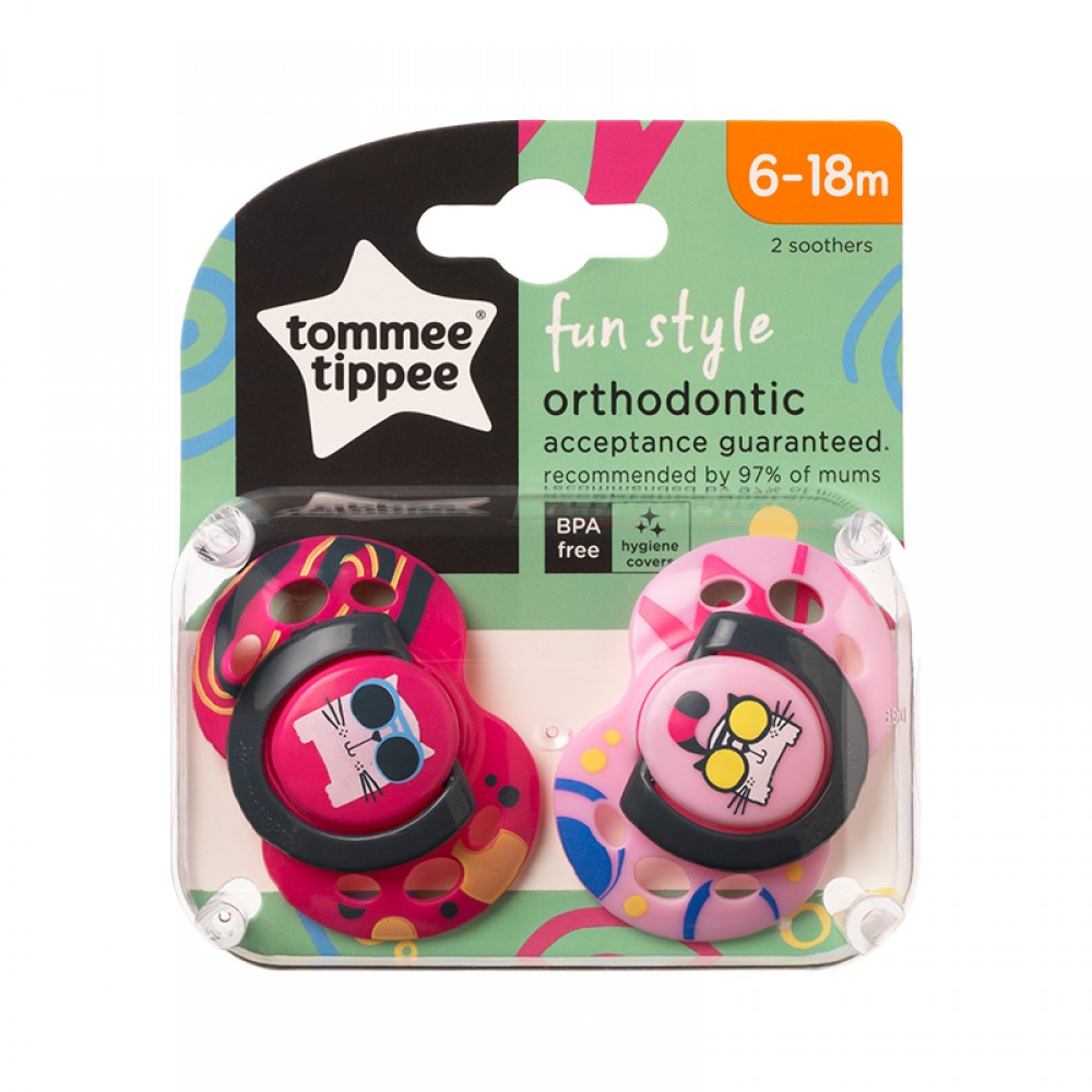 Πιπίλα Σιλικόνης Tommee Tippee Fun Girl 6-18m (2τεμ.)